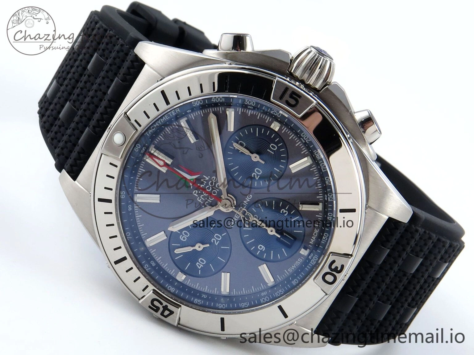 Chronomat B01 42mm SS TF 1:1 Best Edition Blue Dial on Black Rouleaux Strap A7750 V FreshLook 5440