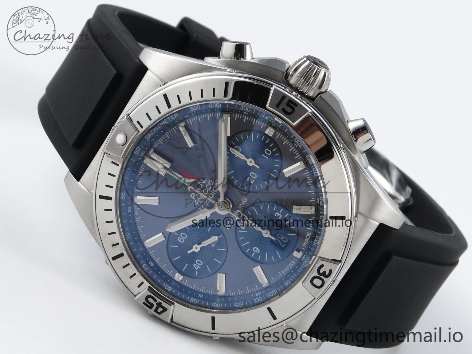 Unisex Chronomat B01 42mm SS TF 1:1 Best Edition Blue Dial on Black Rubber Strap A7750 V 5451