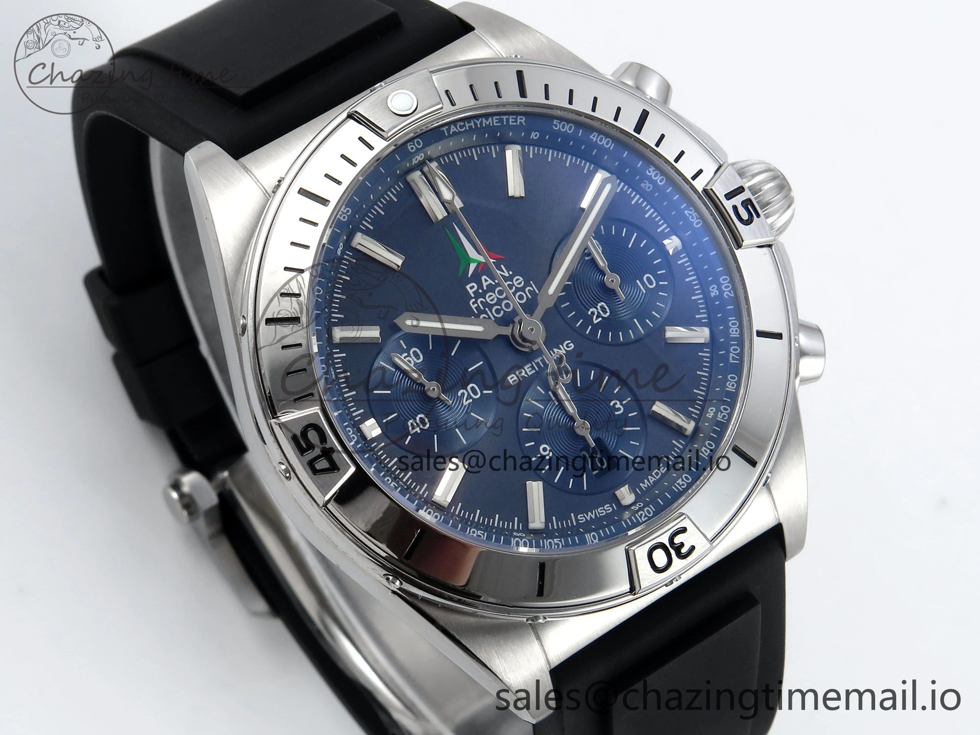 Unisex Chronomat B01 42mm SS TF 1:1 Best Edition Blue Dial on Black Rubber Strap A7750 V 5451