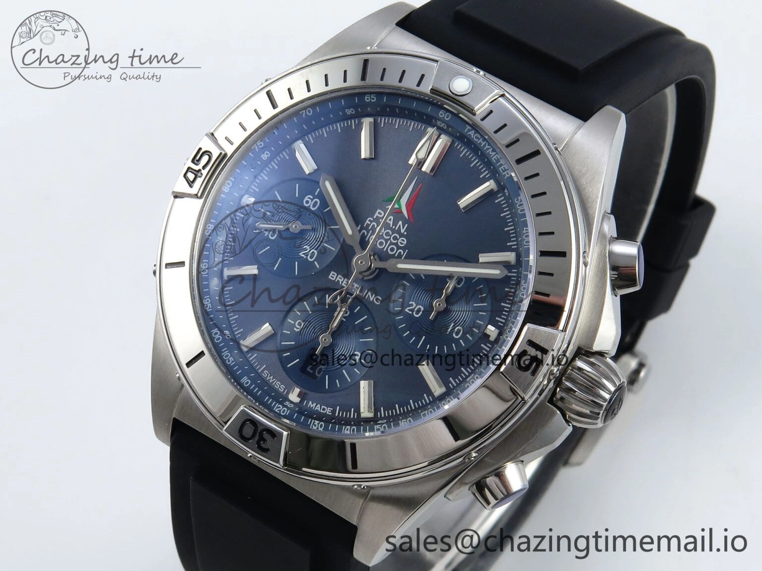 Unisex Chronomat B01 42mm SS TF 1:1 Best Edition Blue Dial on Black Rubber Strap A7750 V 5451