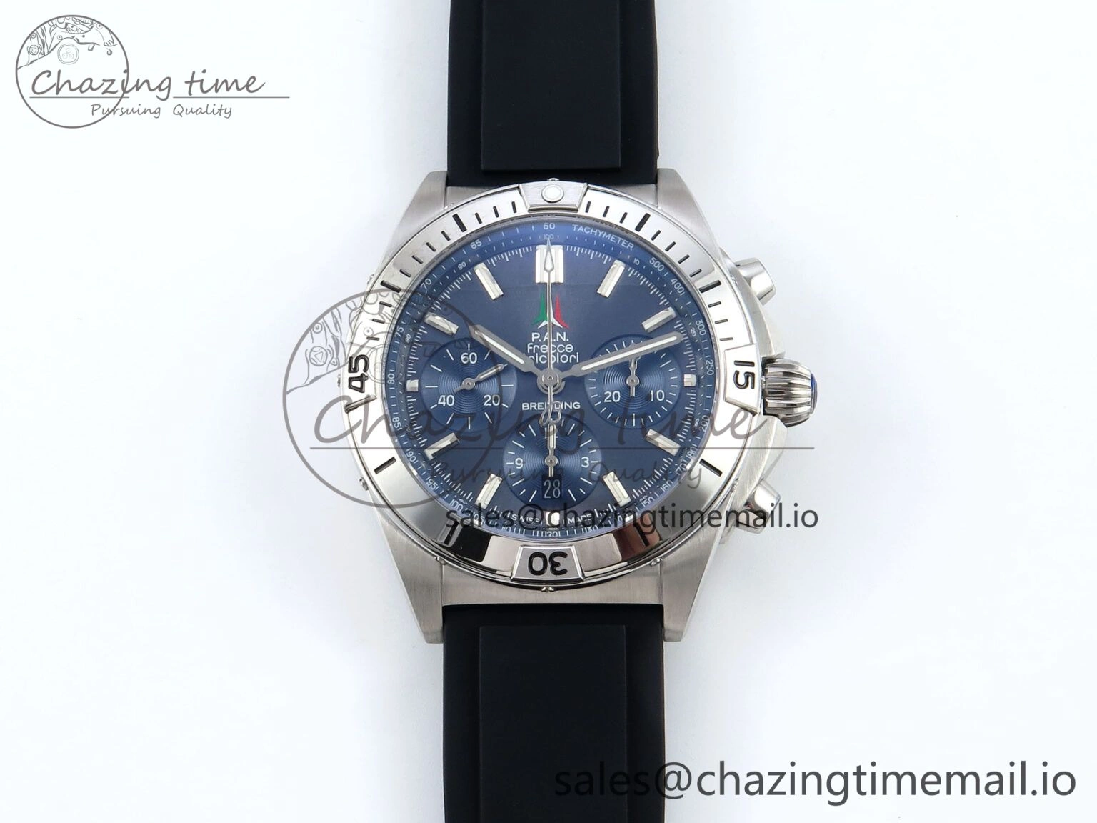 Unisex Chronomat B01 42mm SS TF 1:1 Best Edition Blue Dial on Black Rubber Strap A7750 V 5451