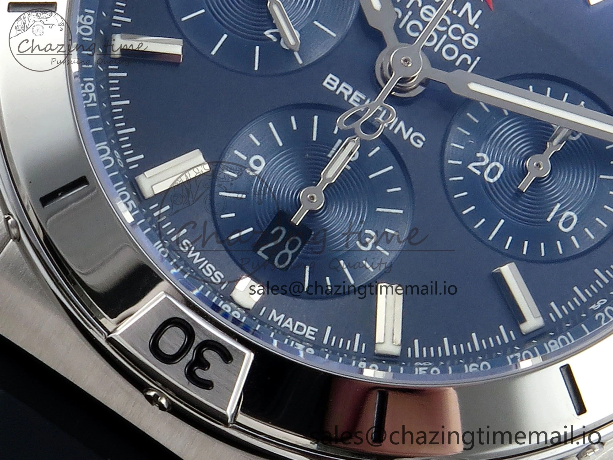 Unisex Chronomat B01 42mm SS TF 1:1 Best Edition Blue Dial on Black Rubber Strap A7750 V 5451