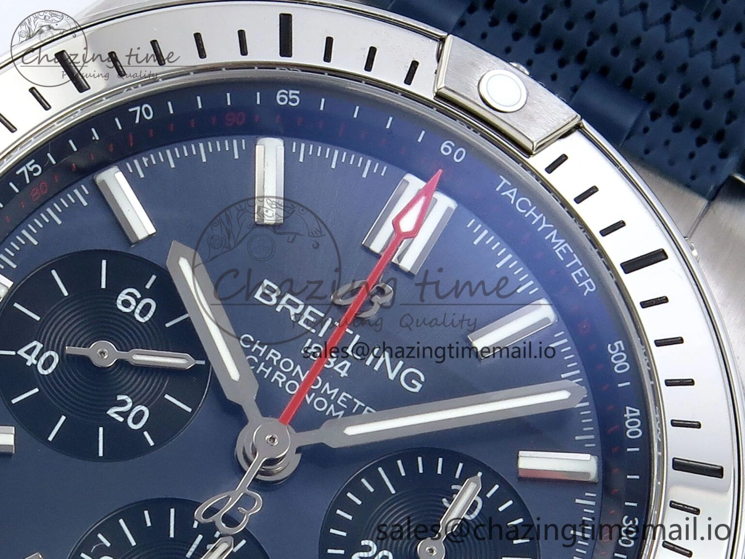 BestValue Chronomat B01 42mm SS TF 1:1 Best Edition Blue Dial on Blue Rouleaux Strap A7750 V 5439