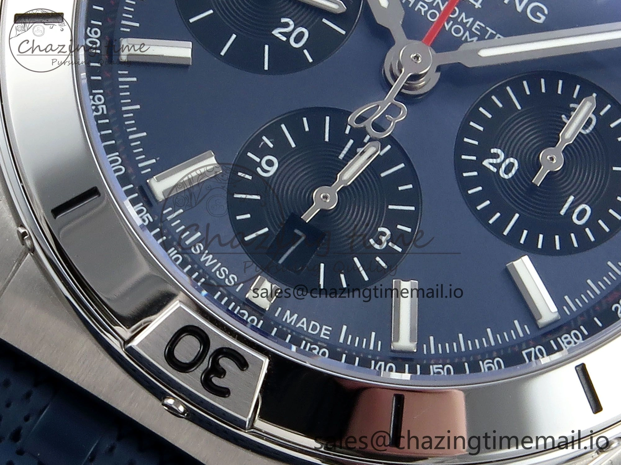 BestValue Chronomat B01 42mm SS TF 1:1 Best Edition Blue Dial on Blue Rouleaux Strap A7750 V 5439