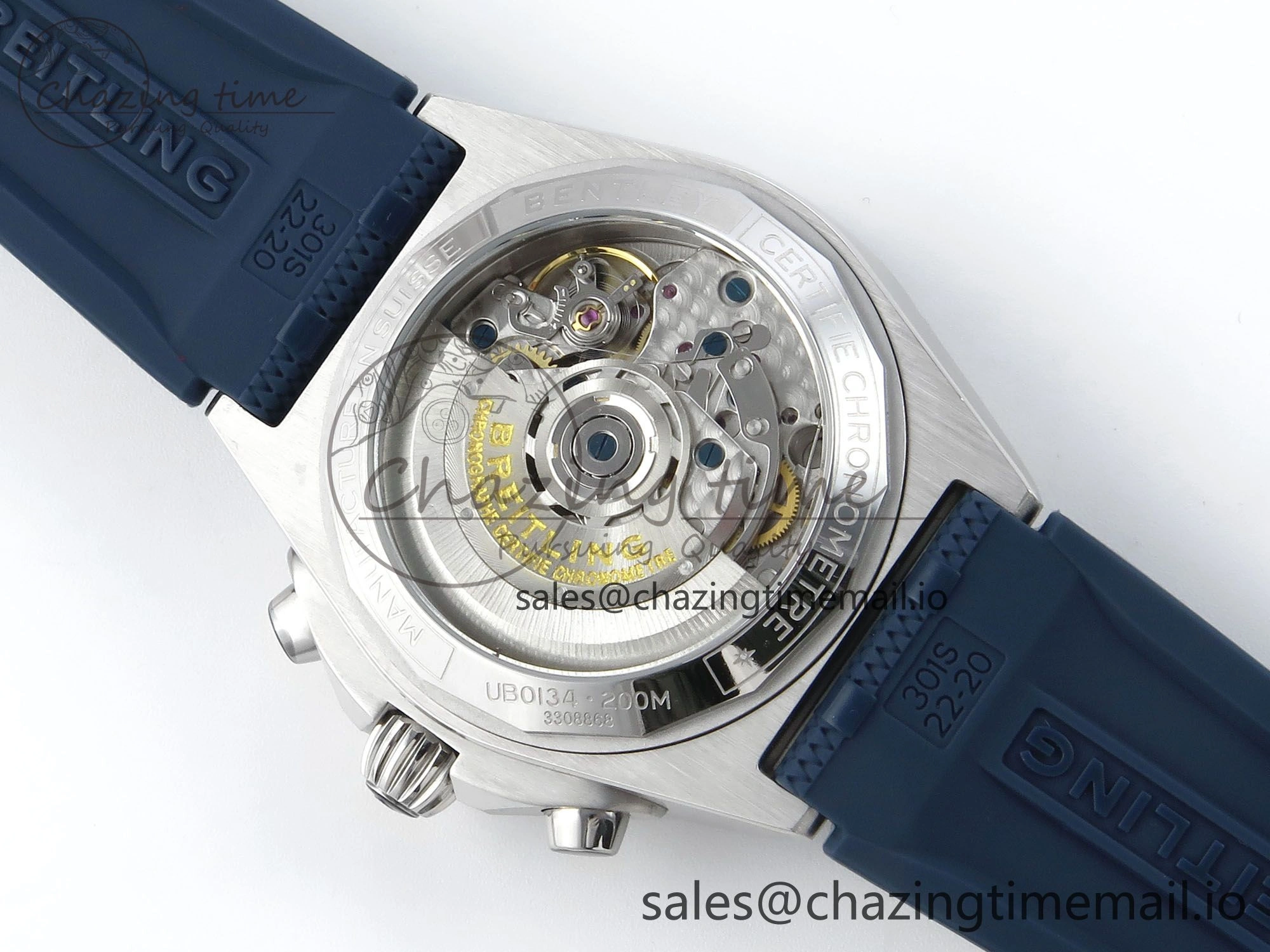 BestValue Chronomat B01 42mm SS TF 1:1 Best Edition Blue Dial on Blue Rouleaux Strap A7750 V 5439