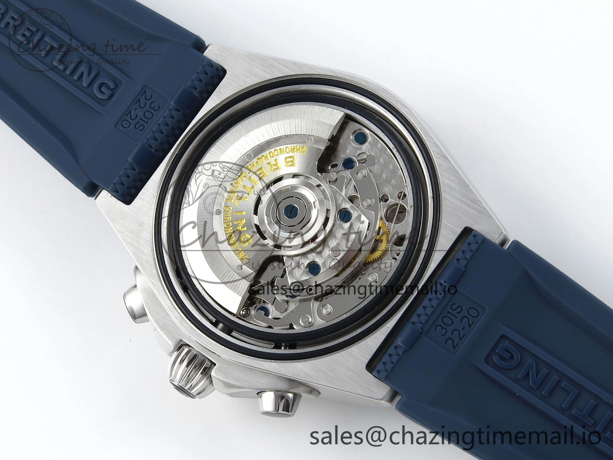 BestValue Chronomat B01 42mm SS TF 1:1 Best Edition Blue Dial on Blue Rouleaux Strap A7750 V 5439