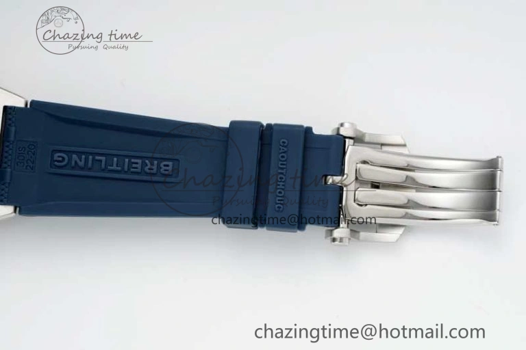 WaterResistant Chronomat B01 42mm SS TF 1:1 Best Edition Blue Dial on Blue Rubber Strap A 5525