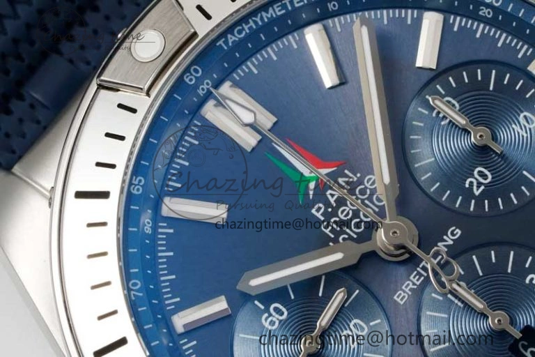 WaterResistant Chronomat B01 42mm SS TF 1:1 Best Edition Blue Dial on Blue Rubber Strap A 5525