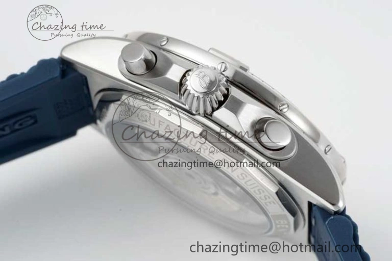 WaterResistant Chronomat B01 42mm SS TF 1:1 Best Edition Blue Dial on Blue Rubber Strap A 5525