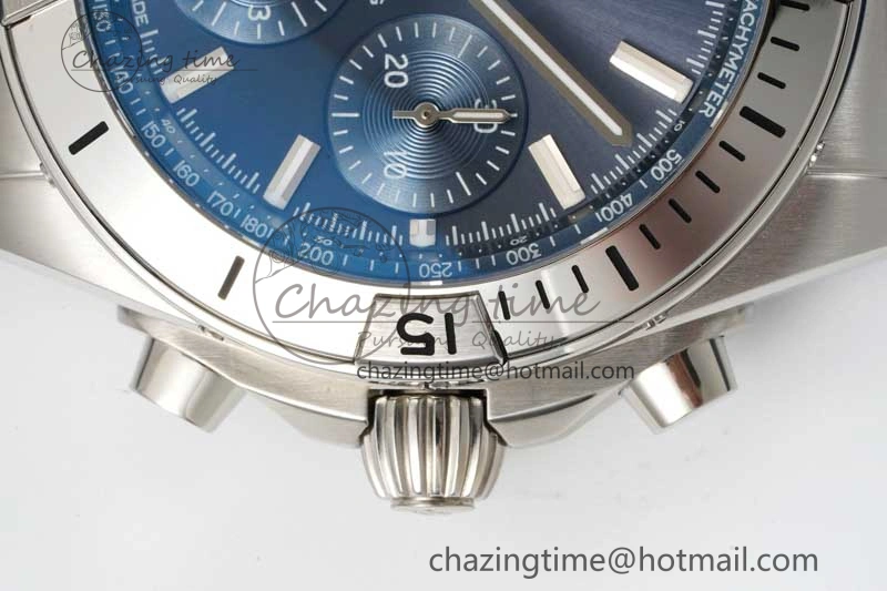 WaterResistant Chronomat B01 42mm SS TF 1:1 Best Edition Blue Dial on Blue Rubber Strap A 5525