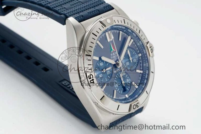 WaterResistant Chronomat B01 42mm SS TF 1:1 Best Edition Blue Dial on Blue Rubber Strap A 5525
