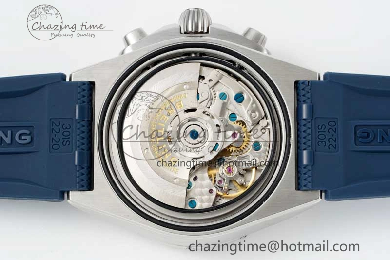 WaterResistant Chronomat B01 42mm SS TF 1:1 Best Edition Blue Dial on Blue Rubber Strap A 5525
