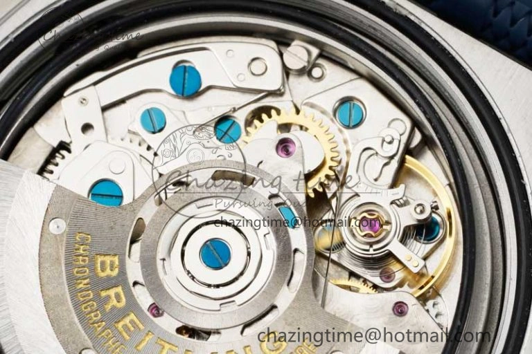 WaterResistant Chronomat B01 42mm SS TF 1:1 Best Edition Blue Dial on Blue Rubber Strap A 5525