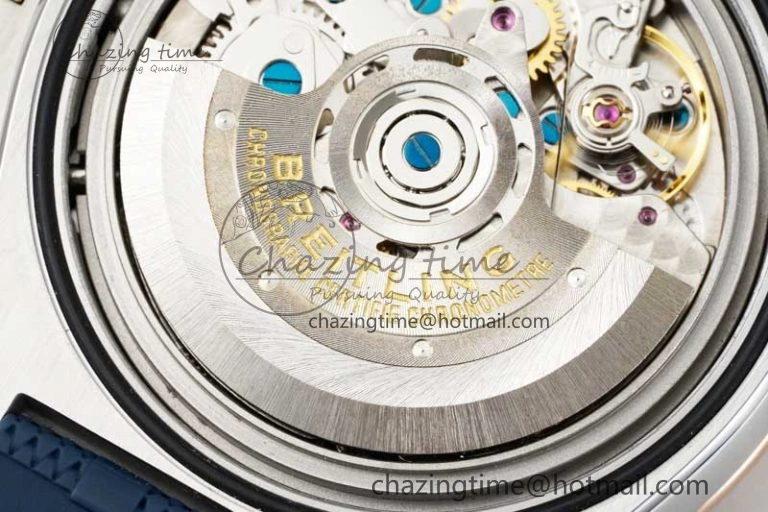 WaterResistant Chronomat B01 42mm SS TF 1:1 Best Edition Blue Dial on Blue Rubber Strap A 5525