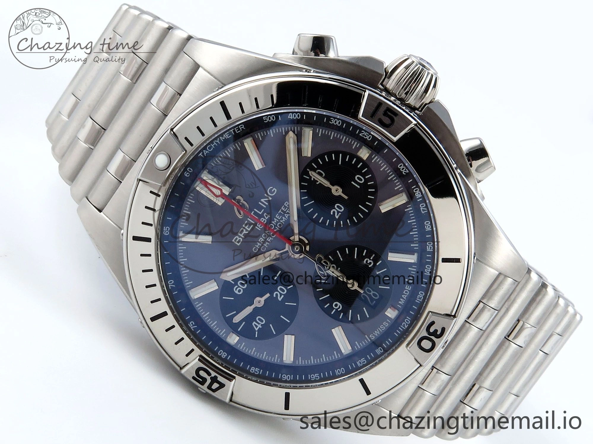 Comfortable Chronomat B01 42mm SS TF 1:1 Best Edition Blue Dial on SS Bracelet A7750 V 5463