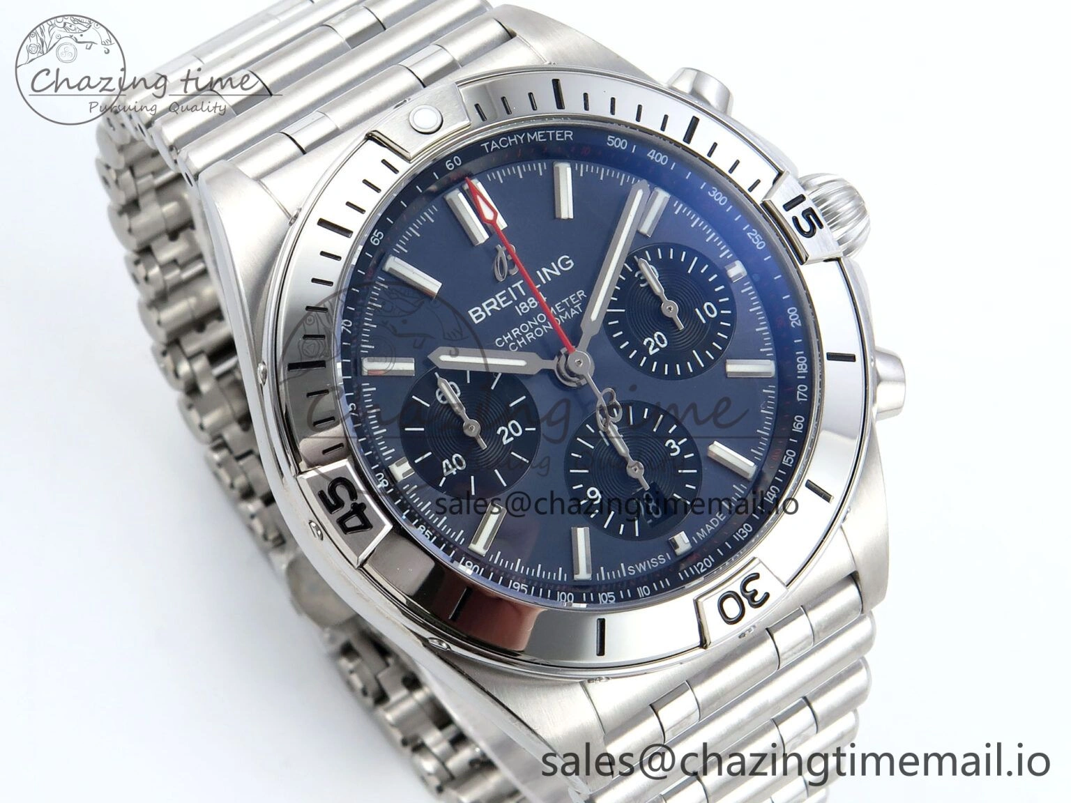 Comfortable Chronomat B01 42mm SS TF 1:1 Best Edition Blue Dial on SS Bracelet A7750 V 5463