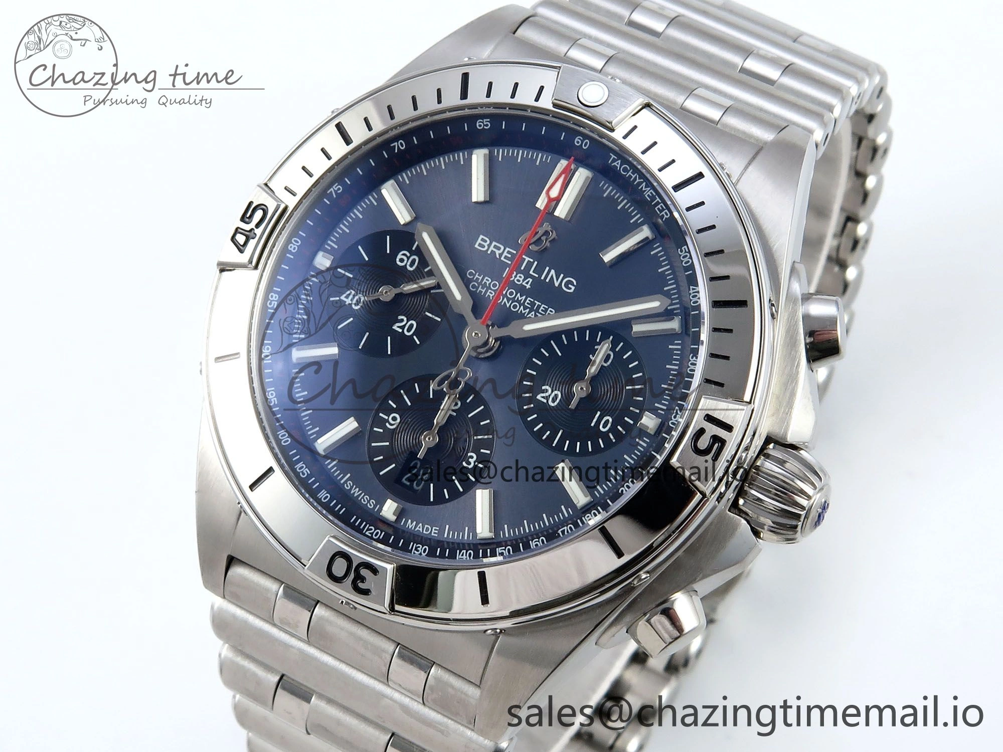 Comfortable Chronomat B01 42mm SS TF 1:1 Best Edition Blue Dial on SS Bracelet A7750 V 5463
