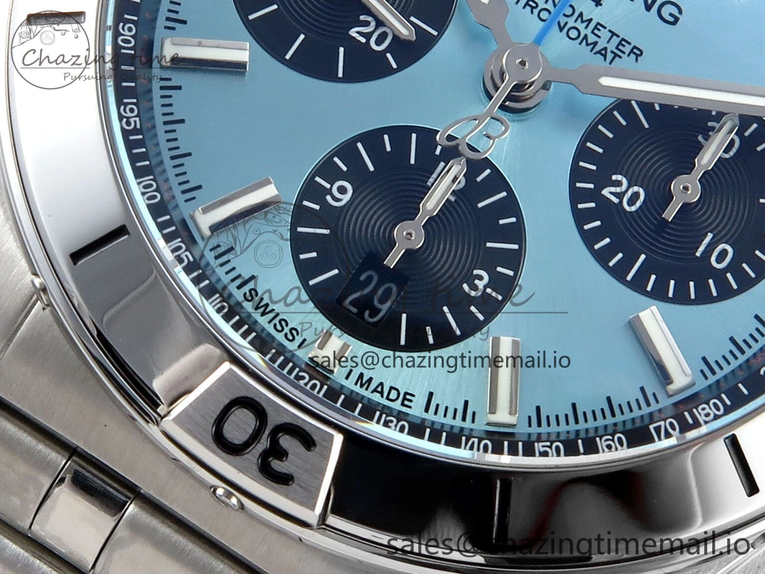 Chronomat B01 42mm SS TF 1:1 Best Edition Blue Black Dial on SS Bracelet A7750 V Refined 5464