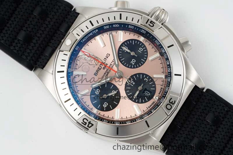 Chronomat B01 42mm SS TF 1:1 Best Edition Brown Dial on Black Rubber Strap A Bright 5539