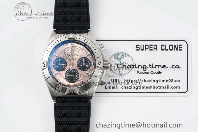 Chronomat B01 42mm SS TF 1:1 Best Edition Brown Dial on Black Rubber Strap A Bright 5539
