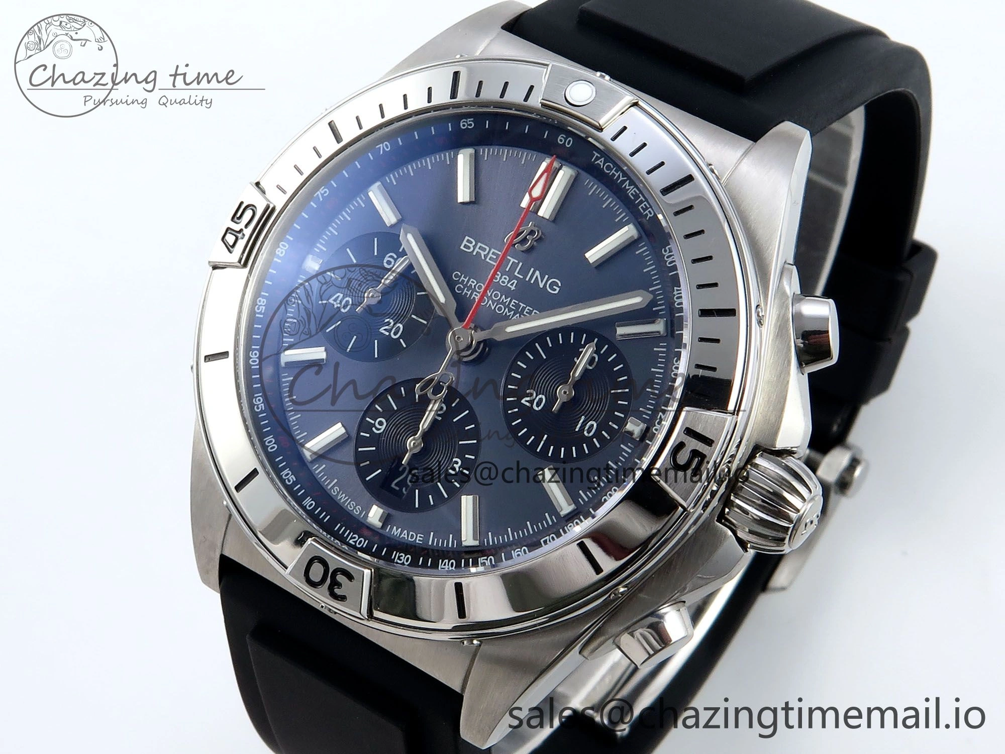 Chronomat B01 42mm SS TF 1:1 Best Edition Gray Dial on Black Rubber Strap A7750 V Contemporary 5444