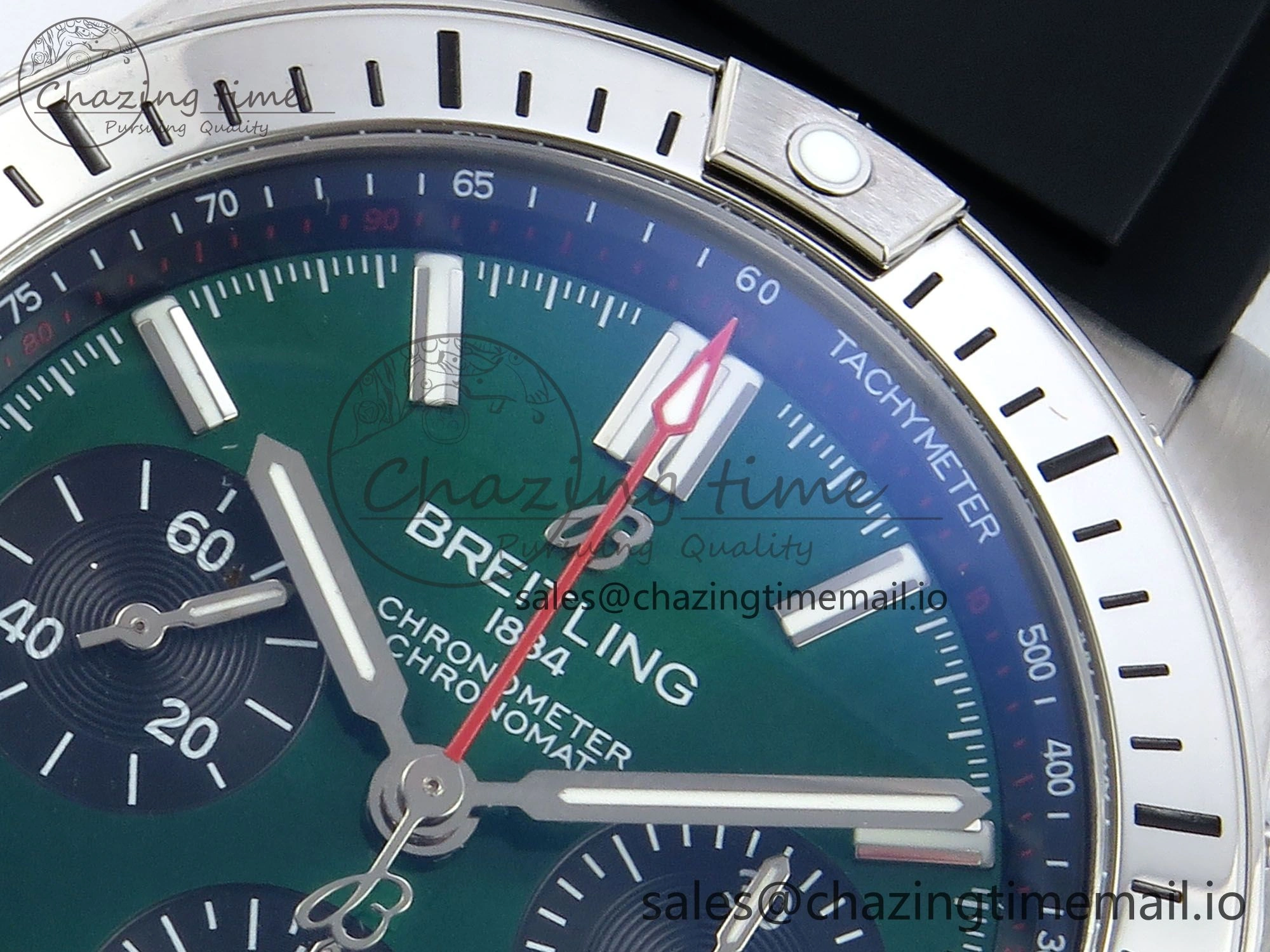 Chronomat B01 42mm SS TF 1:1 Best Edition Green Black Dial on Black Rubber Strap A7750 V Bold 5448