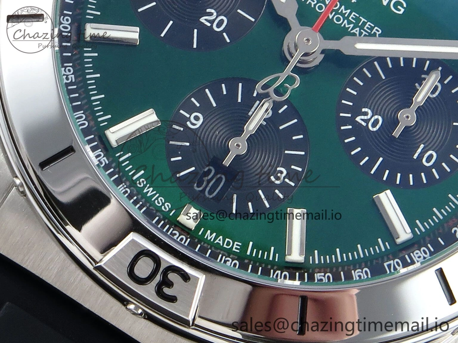 Chronomat B01 42mm SS TF 1:1 Best Edition Green Black Dial on Black Rubber Strap A7750 V Bold 5448