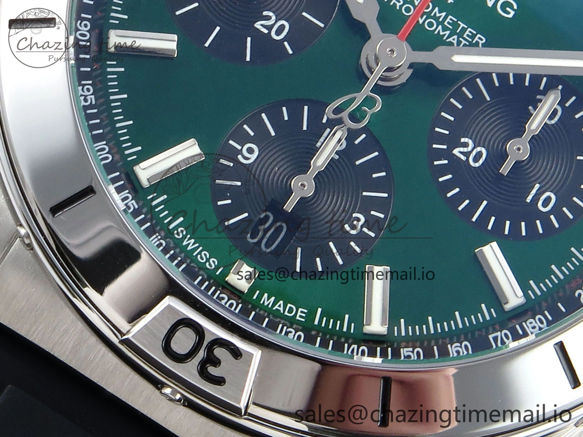 Chronomat B01 42mm SS TF 1:1 Best Edition Green Black Dial on Black Rubber Strap A7750 V Bold 5448