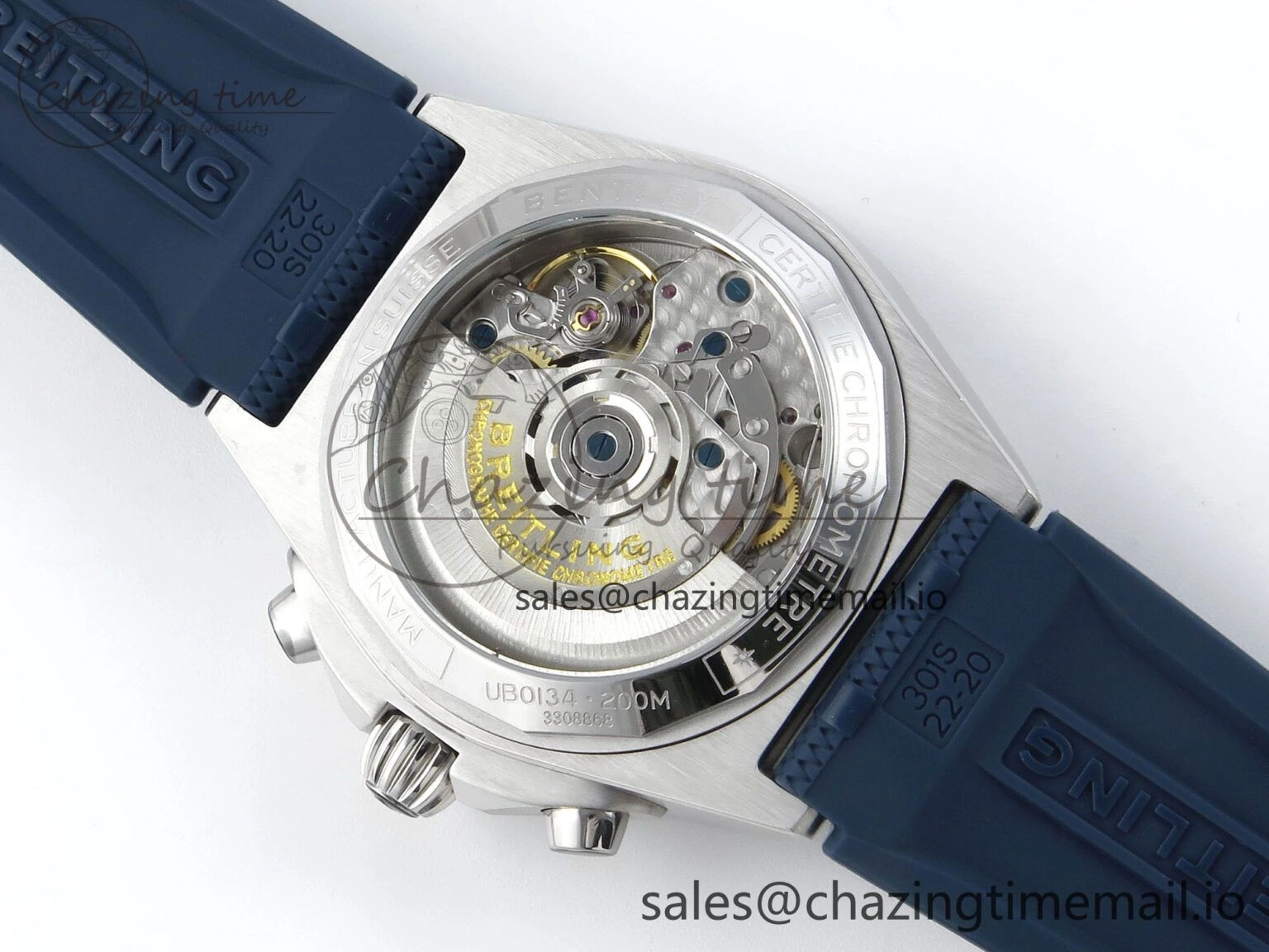 Trendsetting Chronomat B01 42mm SS TF 1:1 Best Edition Green Black Dial on Blue Rouleaux Strap A7750 V 5437