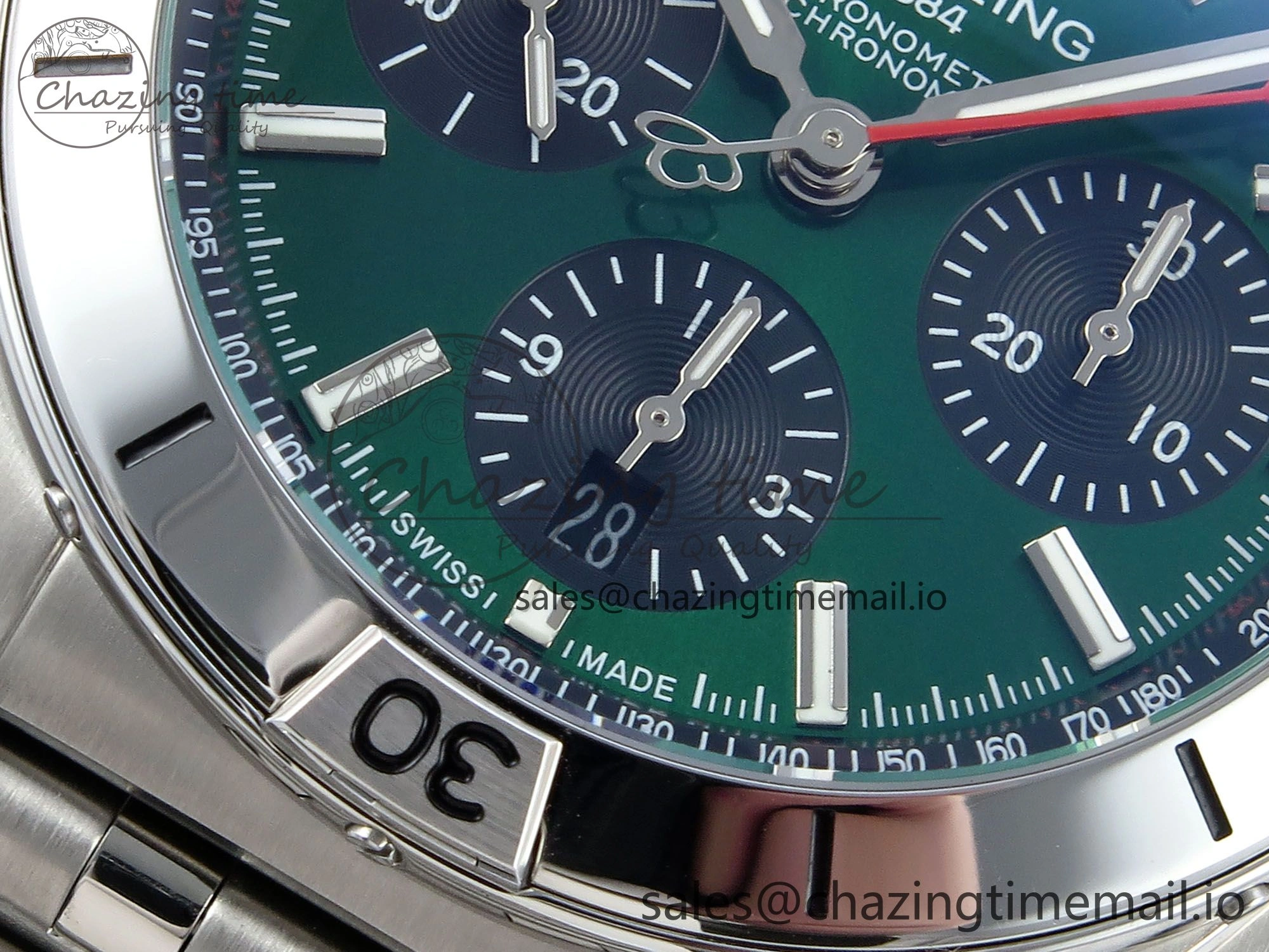 Chronomat B01 42mm SS TF 1:1 Best Edition Green Black Dial on SS Bracelet A7750 V SoftTouch 5469