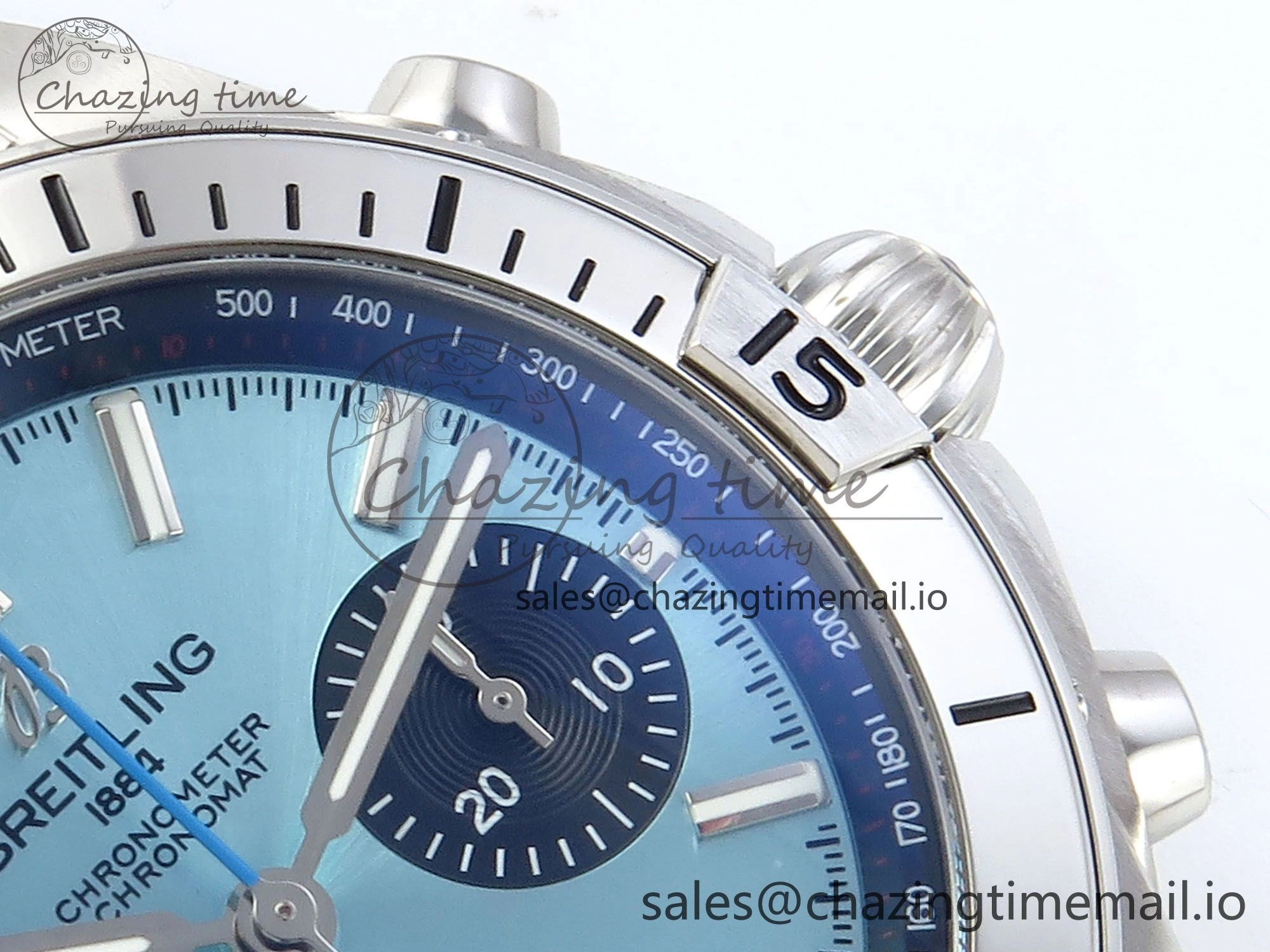 Chronomat B01 42mm SS TF 1:1 Best Edition Ice Blue Dial on Black Rubber Strap A7750 V Affordable 5449