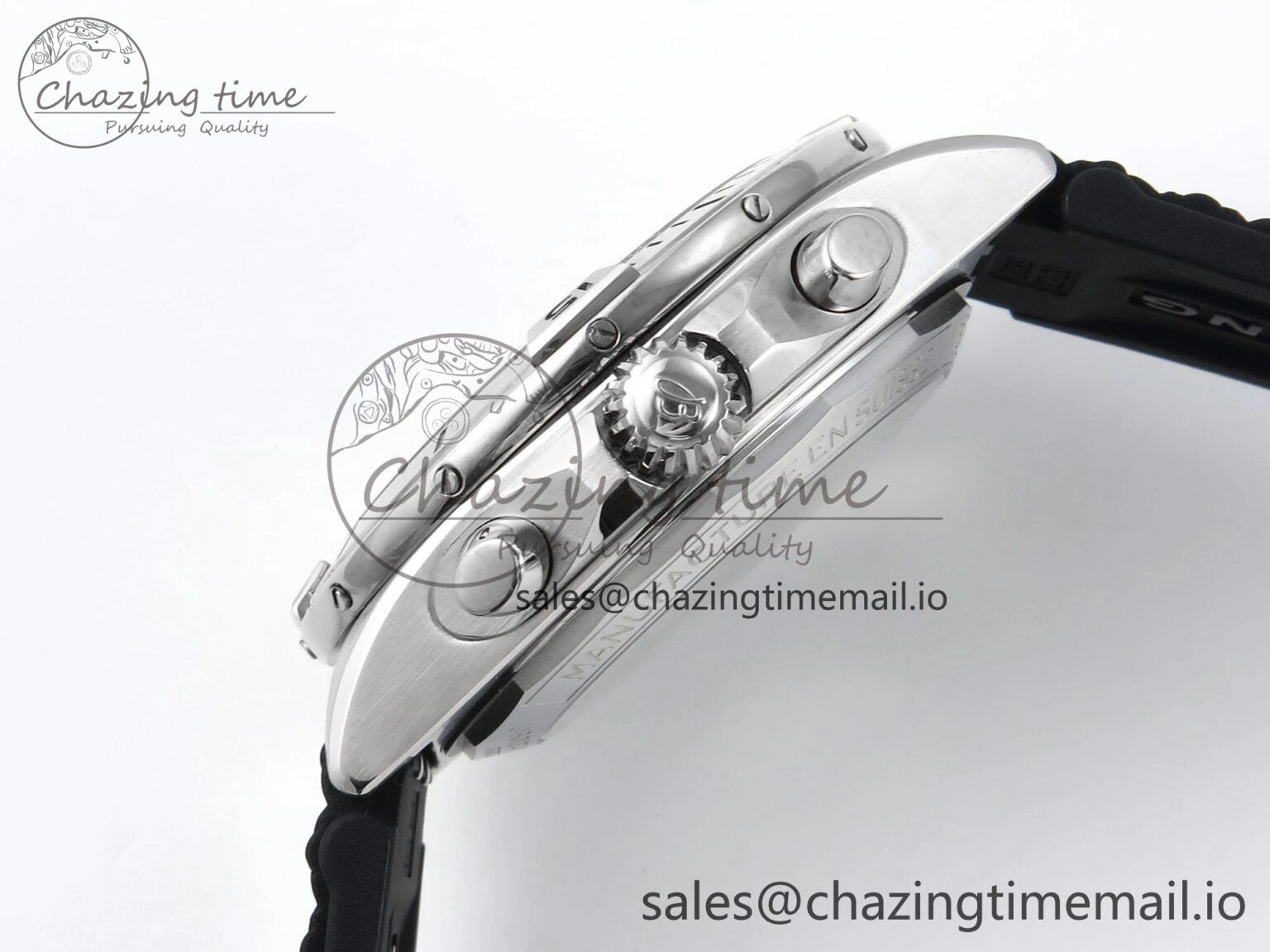 TravelReady Chronomat B01 42mm SS TF 1:1 Best Edition RG Black Dial on Black Rouleaux Strap A7750 V 5442