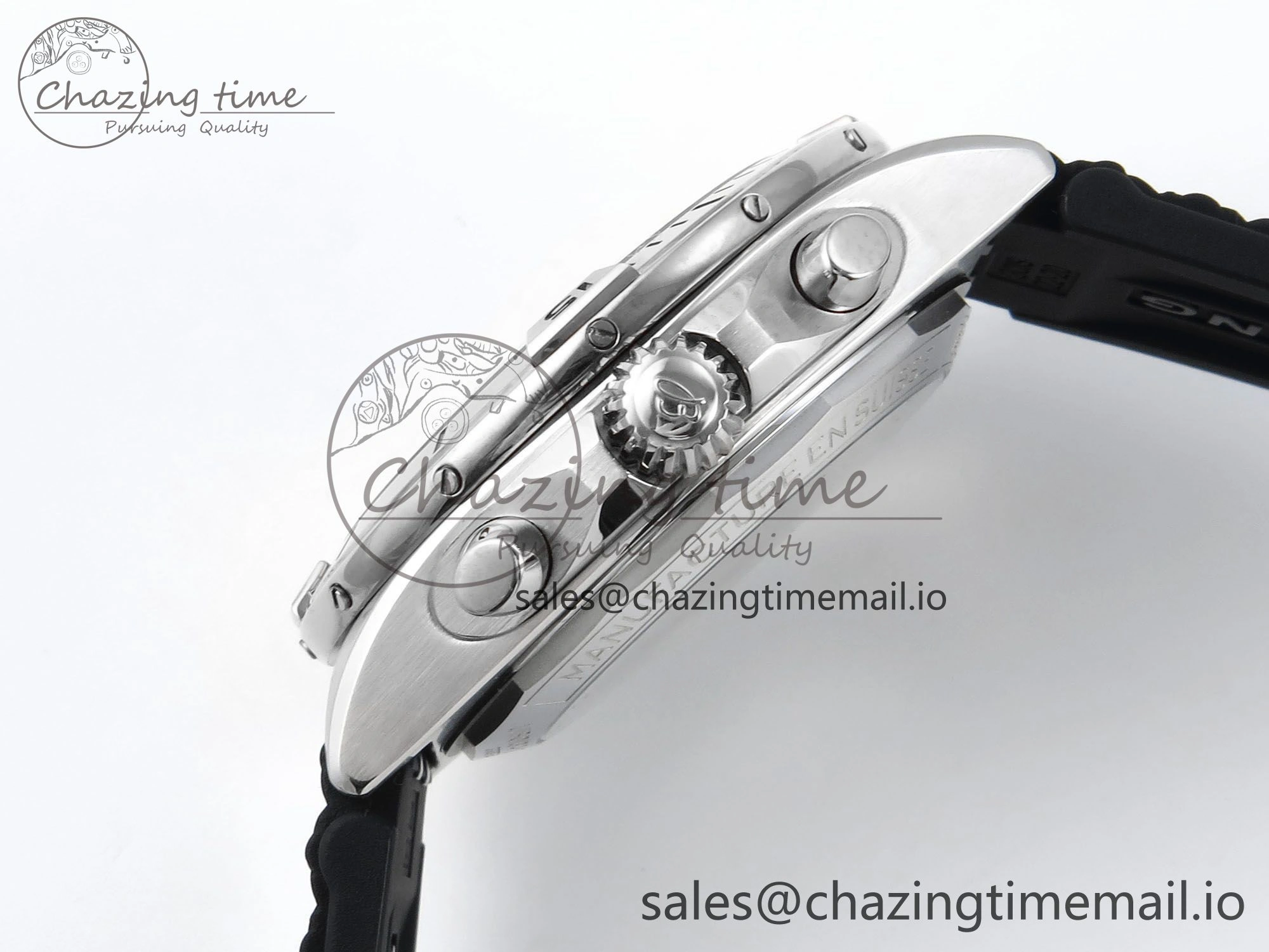 TravelReady Chronomat B01 42mm SS TF 1:1 Best Edition RG Black Dial on Black Rouleaux Strap A7750 V 5442