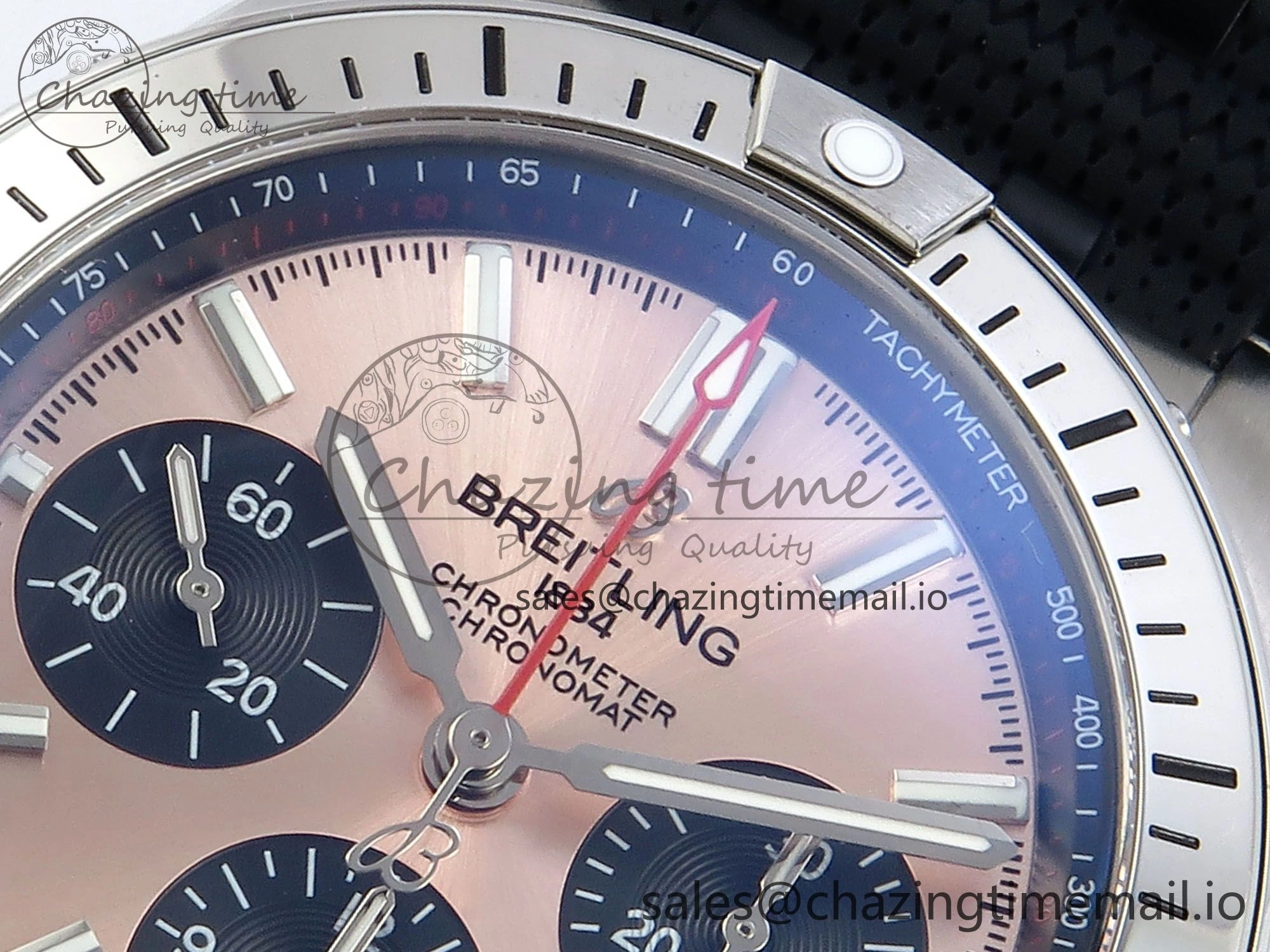 TravelReady Chronomat B01 42mm SS TF 1:1 Best Edition RG Black Dial on Black Rouleaux Strap A7750 V 5442