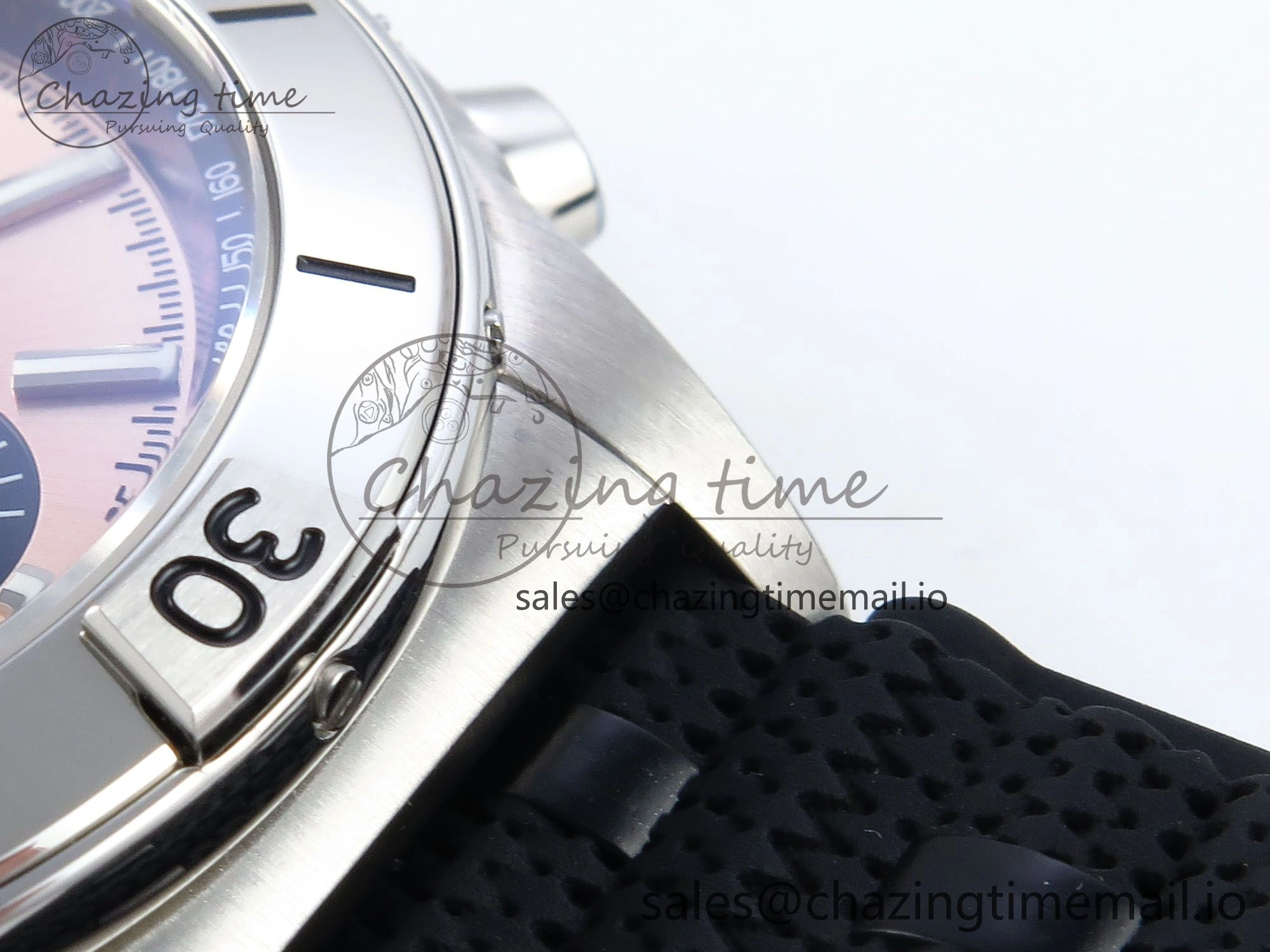 TravelReady Chronomat B01 42mm SS TF 1:1 Best Edition RG Black Dial on Black Rouleaux Strap A7750 V 5442