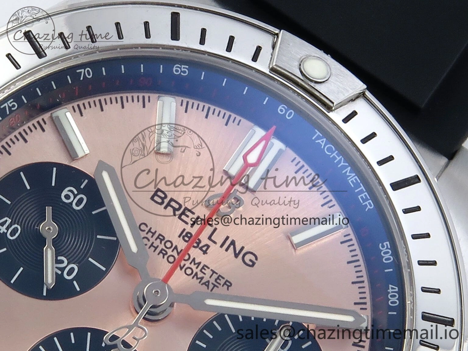 FreshLook Chronomat B01 42mm SS TF 1:1 Best Edition RG Black Dial on Black Rubber Strap A7750 V 5446