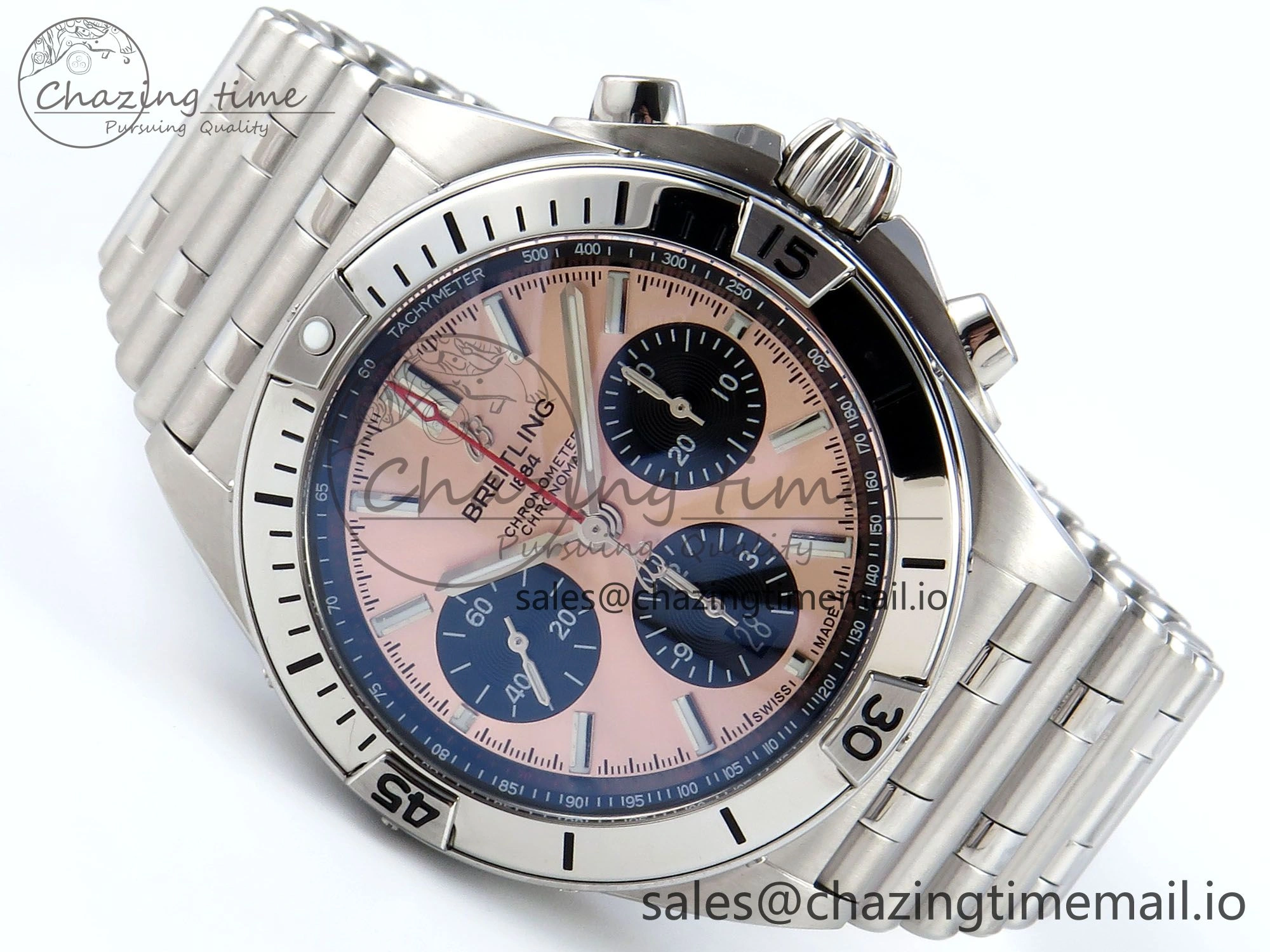 Chronomat B01 42mm SS TF 1:1 Best Edition RG Black Dial on SS Bracelet A7750 V Breathable 5468