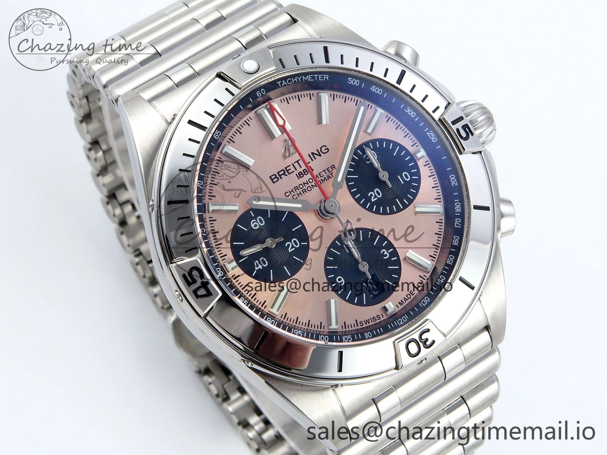 Chronomat B01 42mm SS TF 1:1 Best Edition RG Black Dial on SS Bracelet A7750 V Breathable 5468