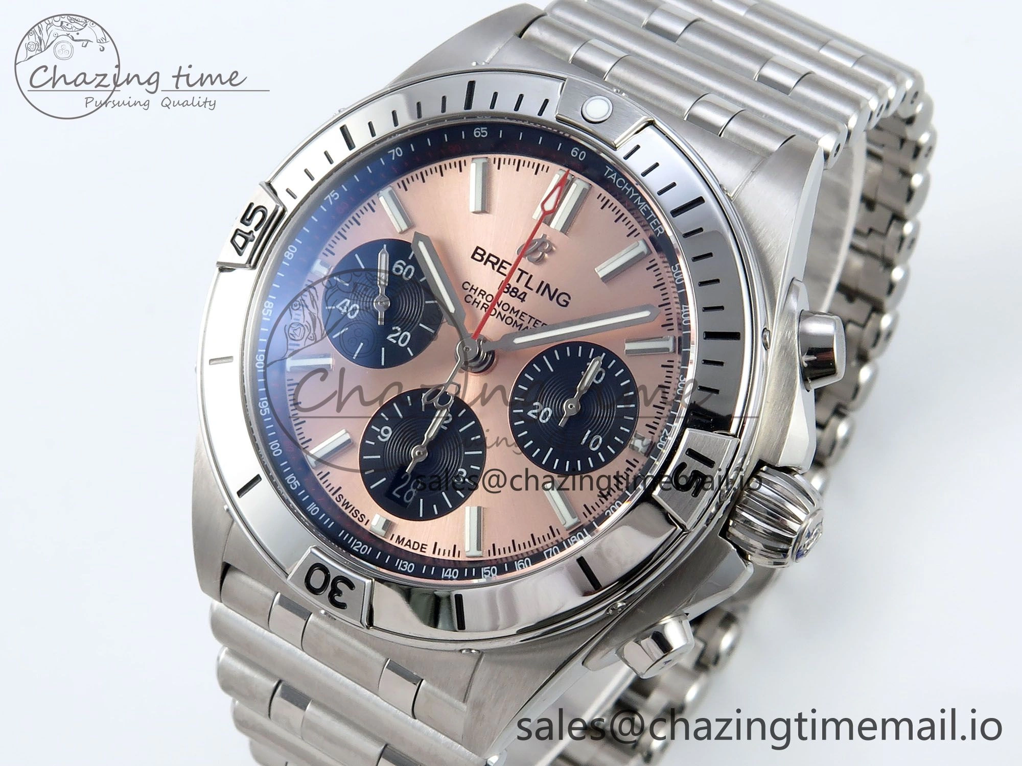 Chronomat B01 42mm SS TF 1:1 Best Edition RG Black Dial on SS Bracelet A7750 V Breathable 5468