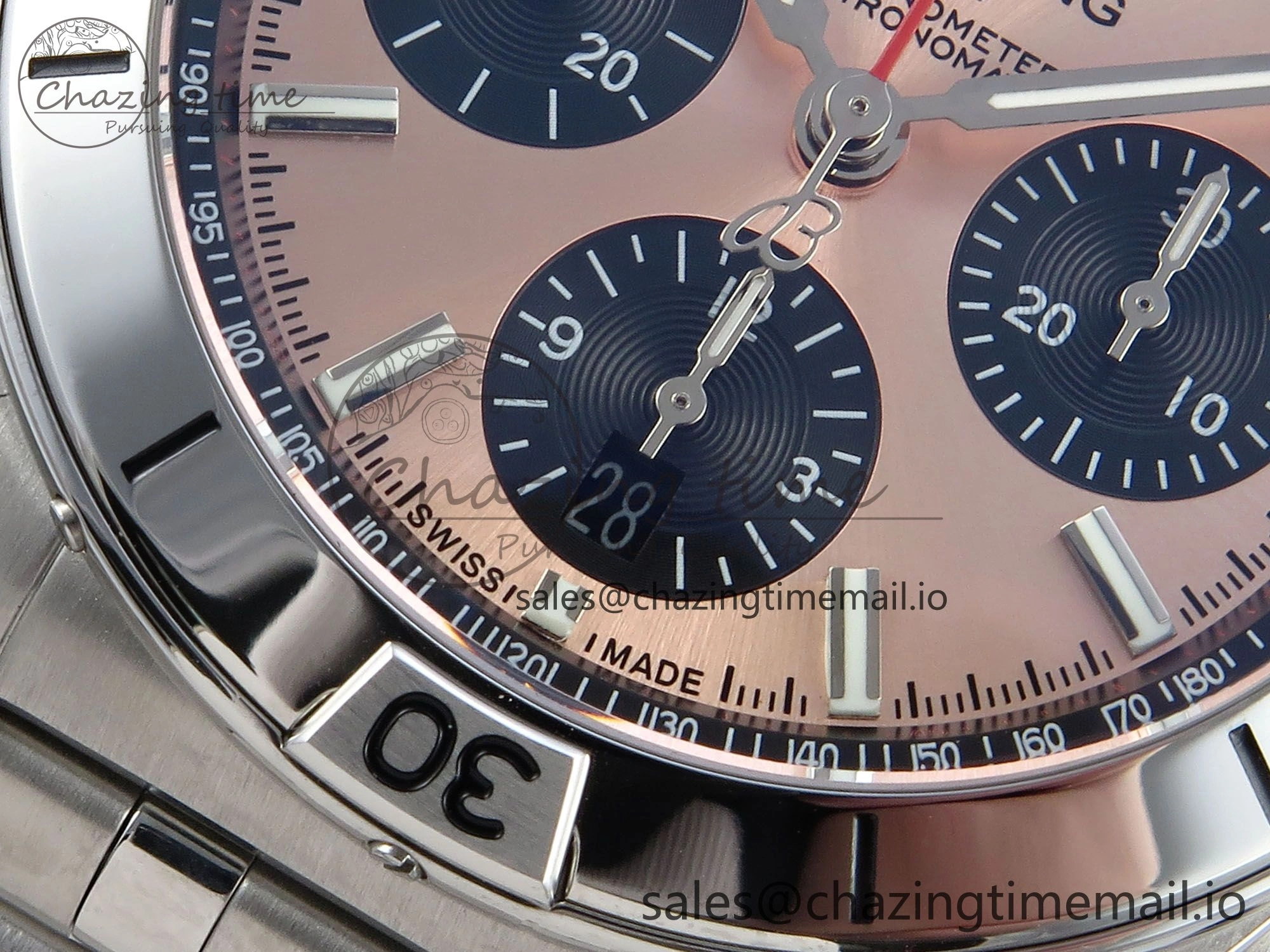 Chronomat B01 42mm SS TF 1:1 Best Edition RG Black Dial on SS Bracelet A7750 V Breathable 5468