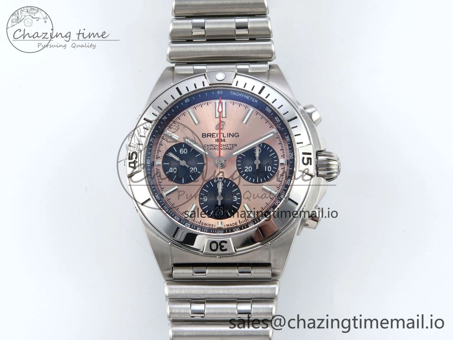 Chronomat B01 42mm SS TF 1:1 Best Edition RG Black Dial on SS Bracelet A7750 V Breathable 5468