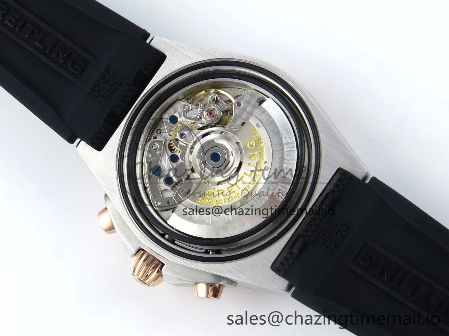 Chronomat B01 42mm SS TF 1:1 Best Edition Silver Dial on Black Rouleaux Strap A7750 V TechFriendly 5441
