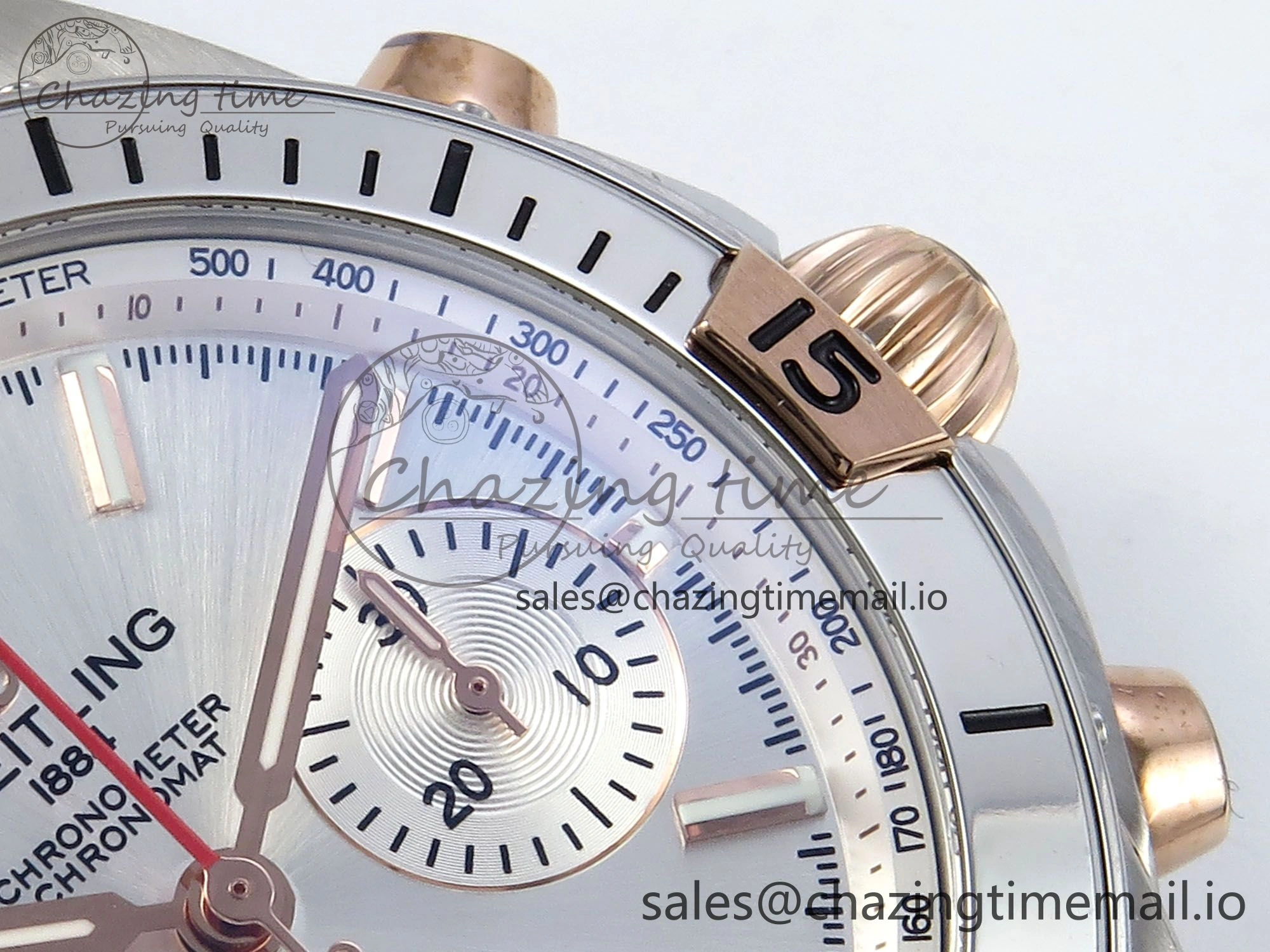 Chronomat B01 42mm SS TF 1:1 Best Edition Silver Dial on Black Rouleaux Strap A7750 V TechFriendly 5441