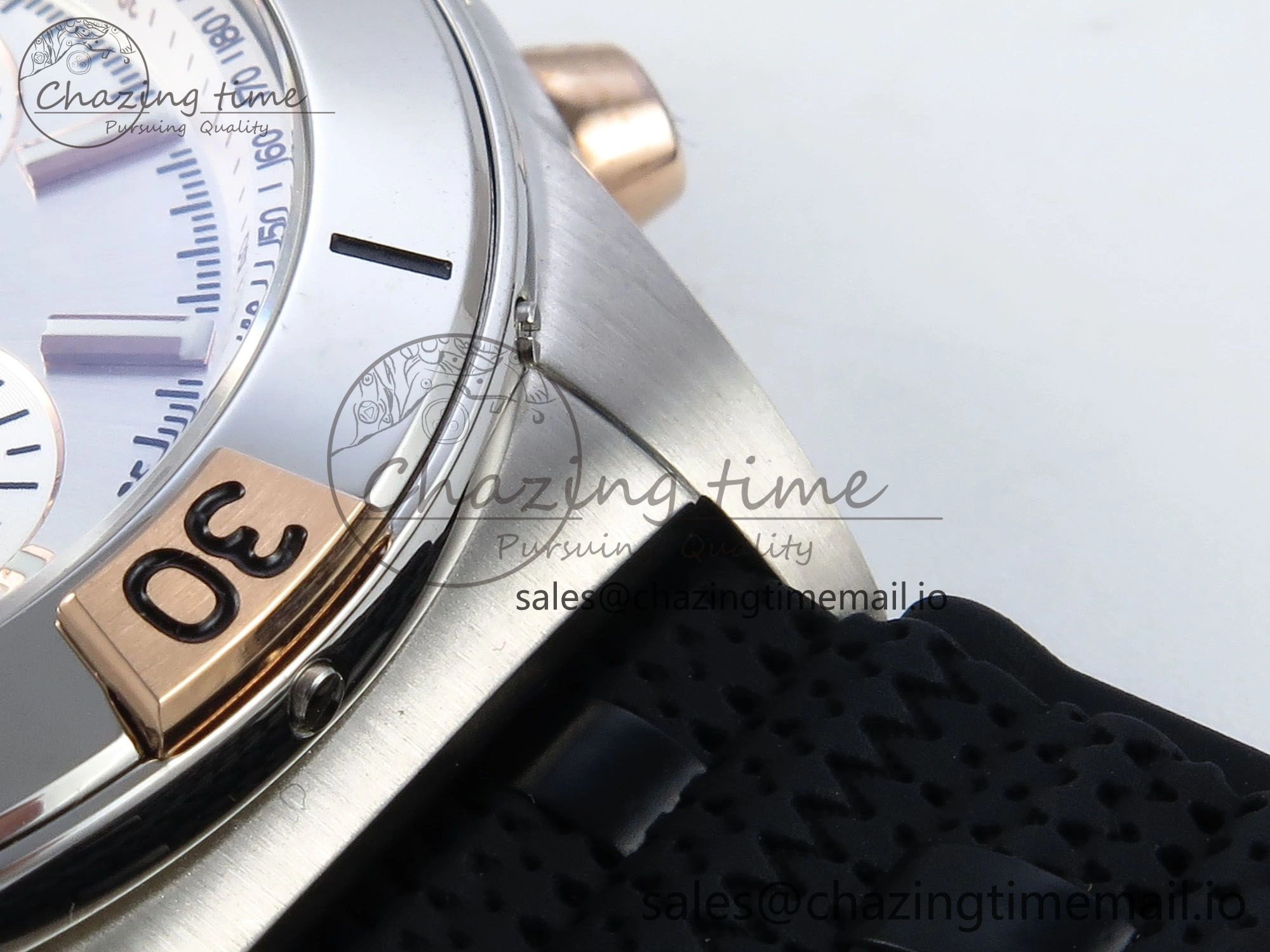 Chronomat B01 42mm SS TF 1:1 Best Edition Silver Dial on Black Rouleaux Strap A7750 V TechFriendly 5441