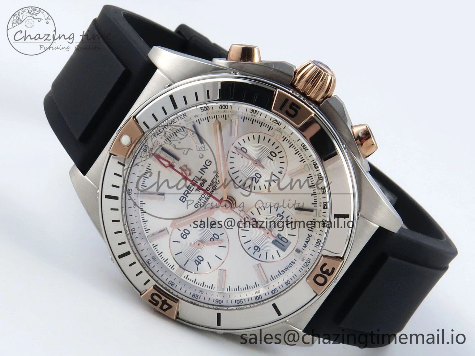 Chronomat B01 42mm SS TF 1:1 Best Edition Silver Dial on Black Rubber Strap A7750 V Supportive 5457