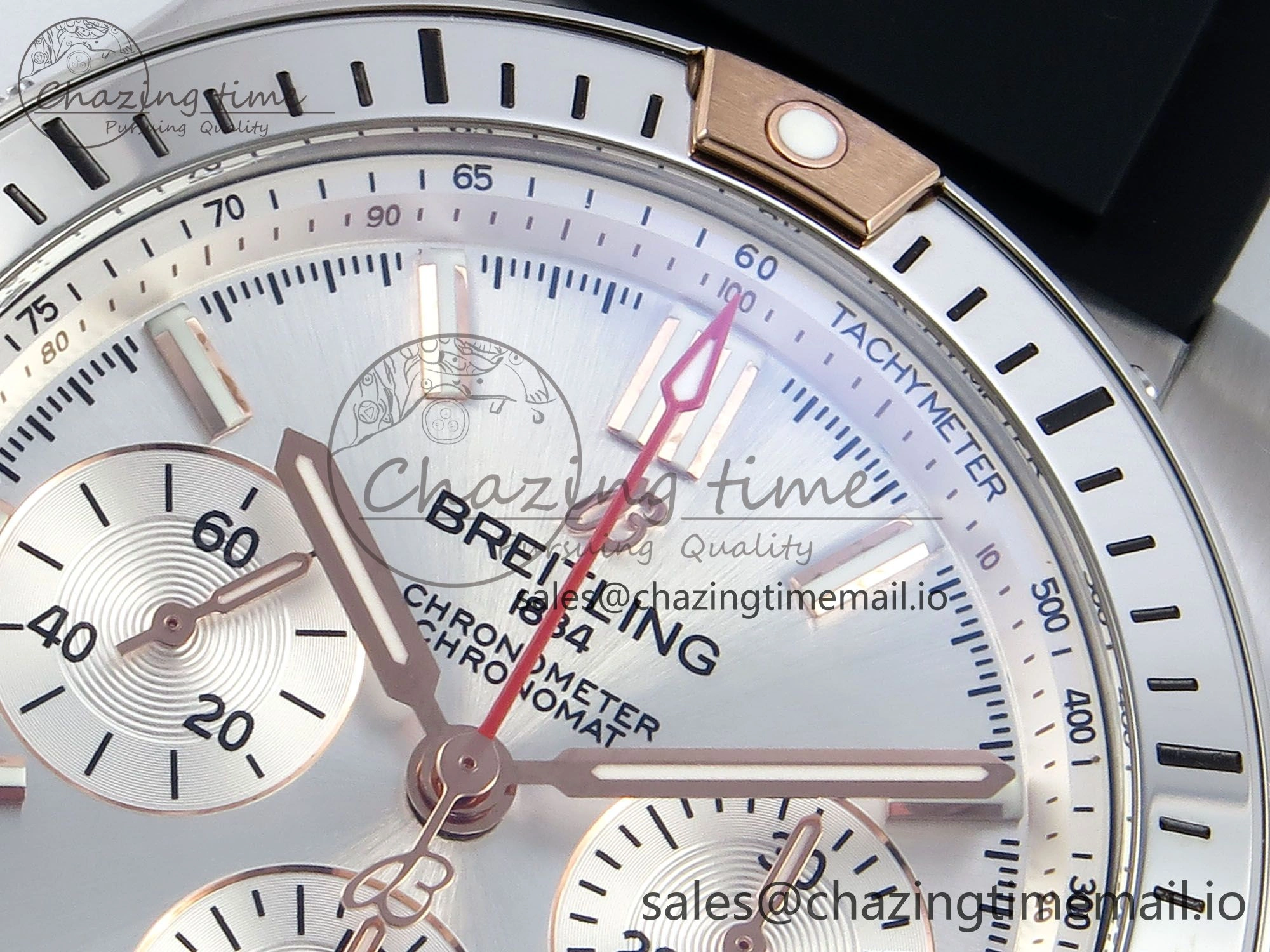 Chronomat B01 42mm SS TF 1:1 Best Edition Silver Dial on Black Rubber Strap A7750 V Supportive 5457