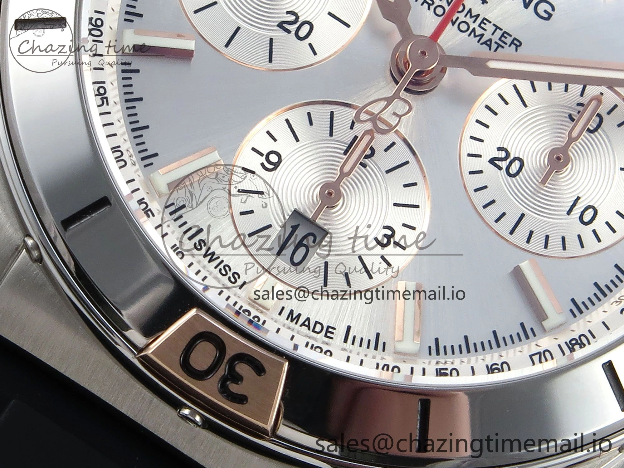 Chronomat B01 42mm SS TF 1:1 Best Edition Silver Dial on Black Rubber Strap A7750 V Supportive 5457