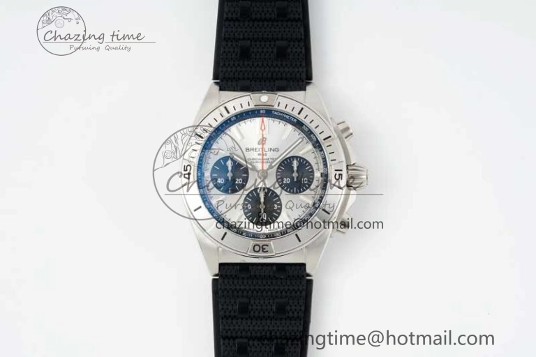 Chronomat B01 42mm SS TF 1:1 Best Edition Silver Dial on Black Rubber Strap A Efficient 5532