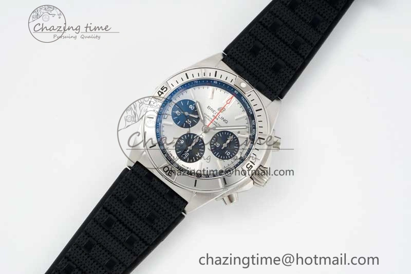 Chronomat B01 42mm SS TF 1:1 Best Edition Silver Dial on Black Rubber Strap A Efficient 5532