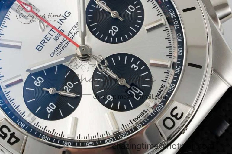 Chronomat B01 42mm SS TF 1:1 Best Edition Silver Dial on Black Rubber Strap A Efficient 5532